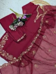 RICH LOOK CHANDERI SILK SEQUENCE EMBROIDERY WORK TOP BOTTOM WITH DUPATTA FESTIVE WEAR WHOLESALE PRICE ETHNIC GARMENT (3)
