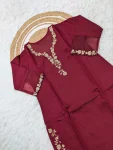 RICH LOOK CHANDERI SILK SEQUENCE EMBROIDERY WORK TOP BOTTOM WITH DUPATTA FESTIVE WEAR WHOLESALE PRICE ETHNIC GARMENT (3)