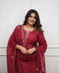 RICH LOOK CHANDERI SILK SEQUENCE EMBROIDERY WORK TOP BOTTOM WITH DUPATTA FESTIVE WEAR WHOLESALE PRICE ETHNIC GARMENT (3)