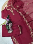 RICH LOOK CHANDERI SILK SEQUENCE EMBROIDERY WORK TOP BOTTOM WITH DUPATTA FESTIVE WEAR WHOLESALE PRICE ETHNIC GARMENT (3)