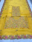 RICH LOOK CHIFFON EMBROIDERY CUTWORK SAREE WITH UNSTITCHED BLOUSE PARTY WEAR WHOLESALE PRICE ETHNIC GARMENT (1)