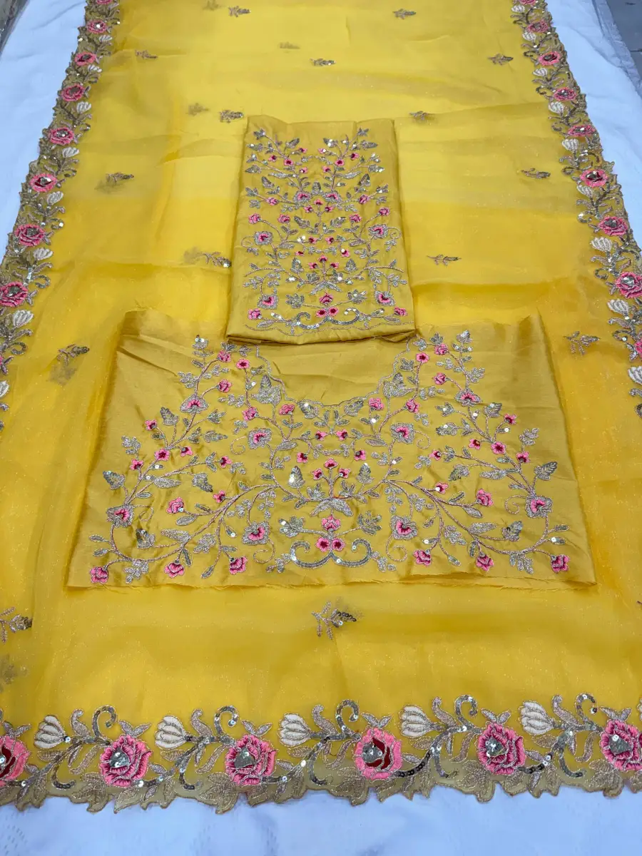 RICH LOOK CHIFFON EMBROIDERY CUTWORK SAREE WITH UNSTITCHED BLOUSE PARTY WEAR WHOLESALE PRICE ETHNIC GARMENT (7)