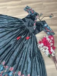 RICH LOOK CHINON KALAMKARI PRINT WORK GOWN FESTIVE WEAR WHOLESALE PRICE ETHNIC GARMENT (2)