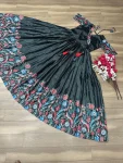 RICH LOOK CHINON KALAMKARI PRINT WORK GOWN FESTIVE WEAR WHOLESALE PRICE ETHNIC GARMENT (2)