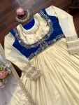 RICH LOOK CHINON SILK THREAD WITH SEQUENCE WORK GOWN BOTTOM KOTI WITH DUPATTA WEDDING WEAR WHOLESALE PRICE ETHNIC GARMENT (1)