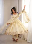 RICH LOOK CHINON SILK THREAD WITH SEQUENCE WORK GOWN BOTTOM KOTI WITH DUPATTA WEDDING WEAR WHOLESALE PRICE ETHNIC GARMENT (1)