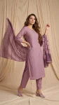 RICH LOOK COTTON PLAIN TOP BOTTOM WITH DIGITAL PRINTED DUPATTA PURPLE