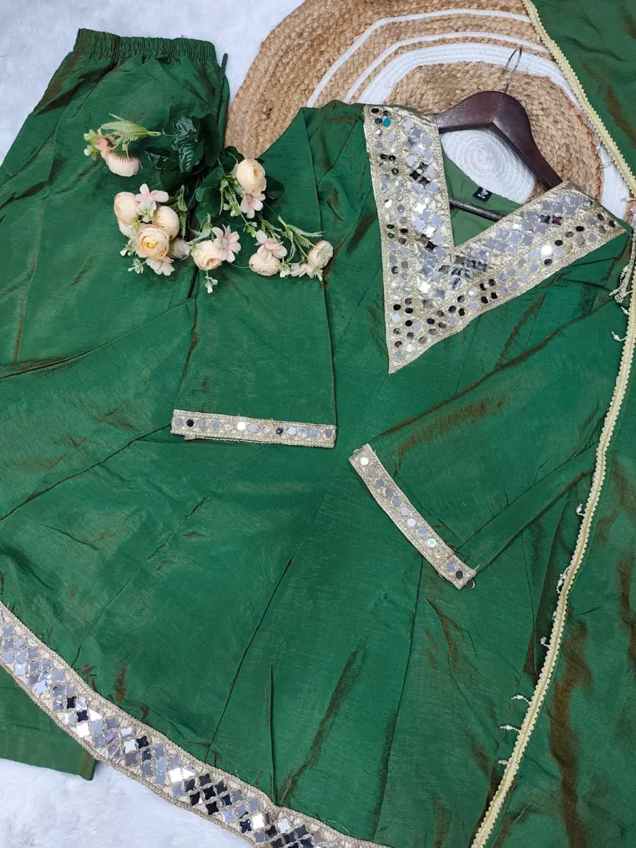 RICH LOOK CP VICHITRA SILK EMBROIDERY SEQUENCE WORK TOP PALAZZO WITH DUPATTA FESTIVE WEAR WHOLESALE PRICE ETHNIC GARMENT (12)