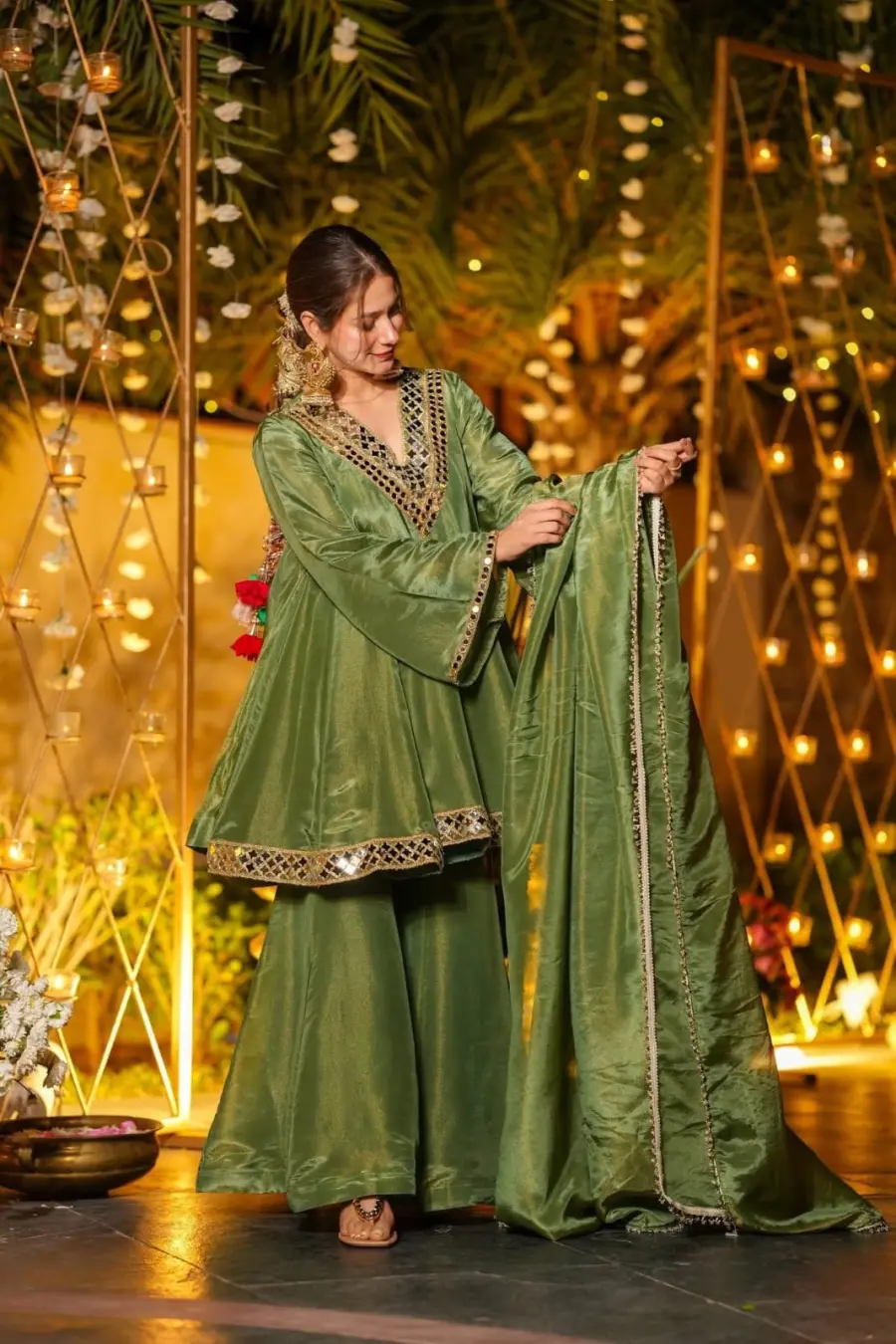 RICH LOOK CP VICHITRA SILK EMBROIDERY SEQUENCE WORK TOP PALAZZO WITH DUPATTA FESTIVE WEAR WHOLESALE PRICE ETHNIC GARMENT (4)