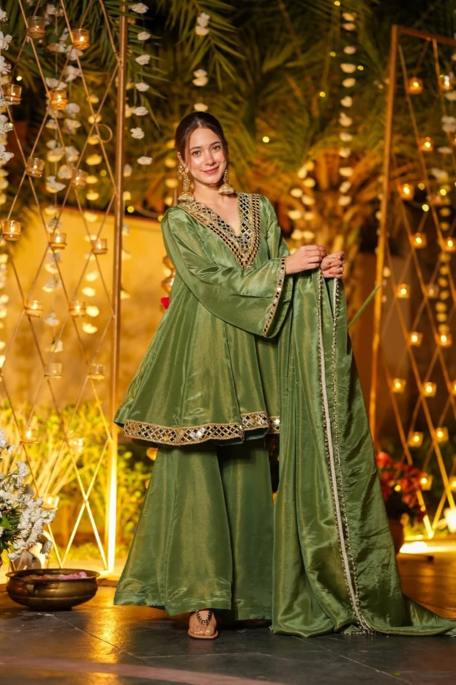 RICH LOOK CP VICHITRA SILK EMBROIDERY SEQUENCE WORK TOP PALAZZO WITH DUPATTA FESTIVE WEAR WHOLESALE PRICE ETHNIC GARMENT (9)