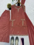 RICH LOOK CREPE SILK MULTI NEEDLE WORK EMBROIDERY SEQUENCE WORK TOP PALAZZO WITH DUPATTA FESTIVE WEAR WHOLESALE PRICE ETHNIC GARMENT (9)