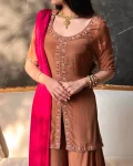 RICH LOOK CREPE SILK MULTI NEEDLE WORK EMBROIDERY SEQUENCE WORK TOP PALAZZO WITH DUPATTA WEDDING WEAR WHOLESALE PRICE ETHNIC GARMENT (2)