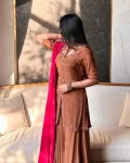 RICH LOOK CREPE SILK MULTI NEEDLE WORK EMBROIDERY SEQUENCE WORK TOP PALAZZO WITH DUPATTA WEDDING WEAR WHOLESALE PRICE ETHNIC GARMENT (2)