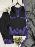 RICH LOOK CREPE SILK SEQUENCE EMBROIDERY WORK TOP PATIYALA WITH DUPATTA CASUAL WEAR WHOLESALE PRICE ETHNIC GARMENT (5)