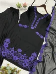 RICH LOOK CREPE SILK SEQUENCE EMBROIDERY WORK TOP PATIYALA WITH DUPATTA CASUAL WEAR WHOLESALE PRICE ETHNIC GARMENT (5)