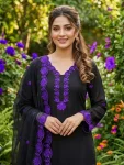 RICH LOOK CREPE SILK SEQUENCE EMBROIDERY WORK TOP PATIYALA WITH DUPATTA CASUAL WEAR WHOLESALE PRICE ETHNIC GARMENT (5)