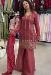 RICH LOOK CRUNCHY BEADS WITH SEQUENCE EMBROIDERY WORK TOP PALAZZO WITH DUPATTA GAJARI