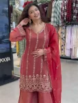 RICH LOOK CRUNCHY BEADS WITH SEQUENCE EMBROIDERY WORK TOP PALAZZO WITH DUPATTA FESTIVE WEAR WHOLESALE PRICE ETHNIC GARMENT (2)