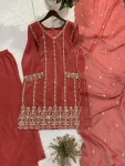 RICH LOOK CRUNCHY BEADS WITH SEQUENCE EMBROIDERY WORK TOP PALAZZO WITH DUPATTA FESTIVE WEAR WHOLESALE PRICE ETHNIC GARMENT (2)