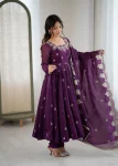 RICH LOOK CRUNCHY SILK EMBROIDERY SEQUENCE WORK GOWN BOTTOM WITH DUPATTA WEDDING WEAR WHOLESALE PRICE ETHNIC GARMENT (3)