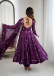 RICH LOOK CRUNCHY SILK EMBROIDERY SEQUENCE WORK GOWN BOTTOM WITH DUPATTA WEDDING WEAR WHOLESALE PRICE ETHNIC GARMENT (3)
