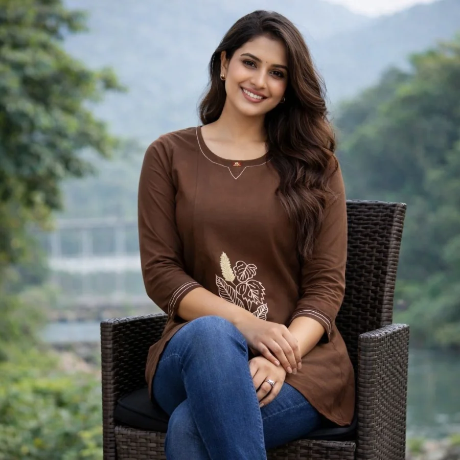 RICH LOOK DHABU COTTON HAND EMBROIDERY BUTTA WORK TOP CASUAL WEAR WHOLESALE PRICE ETHNIC GARMENT (3)