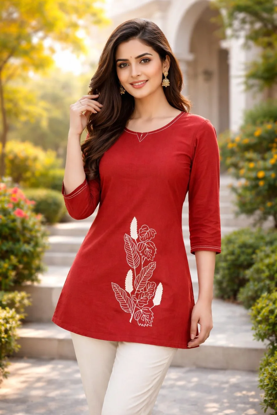 RICH LOOK DHABU COTTON HAND EMBROIDERY BUTTA WORK TOP DAILY WEAR WHOLESALE PRICE ETHNIC GARMENT (2)