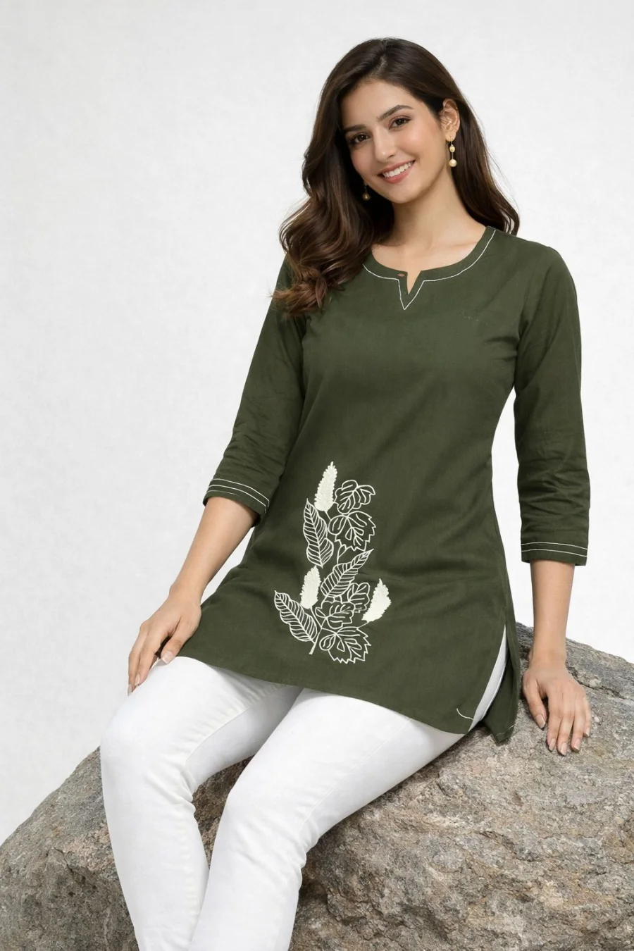 RICH LOOK DHABU COTTON HAND EMBROIDERY BUTTA WORK TOP DAILY WEAR WHOLESALE PRICE ETHNIC GARMENT (3)