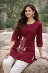 RICH LOOK DHABU COTTON HAND EMBROIDERY BUTTA WORK TOP DAILY WEAR WHOLESALE PRICE ETHNIC GARMENT (5)