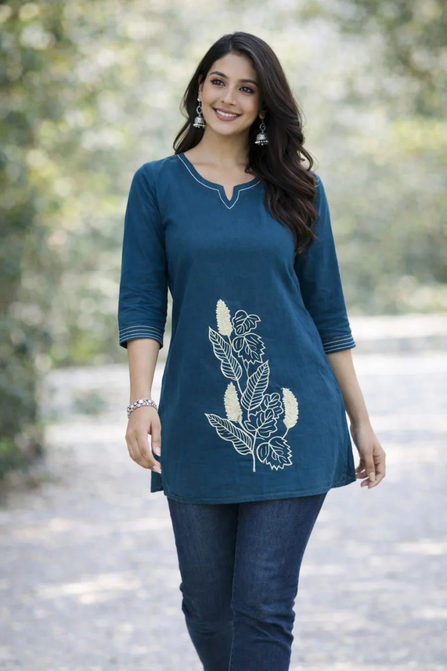 RICH LOOK DHABU COTTON HAND EMBROIDERY BUTTA WORK TOP OFFICE WEAR WHOLESALE PRICE ETHNIC GARMENT (2)