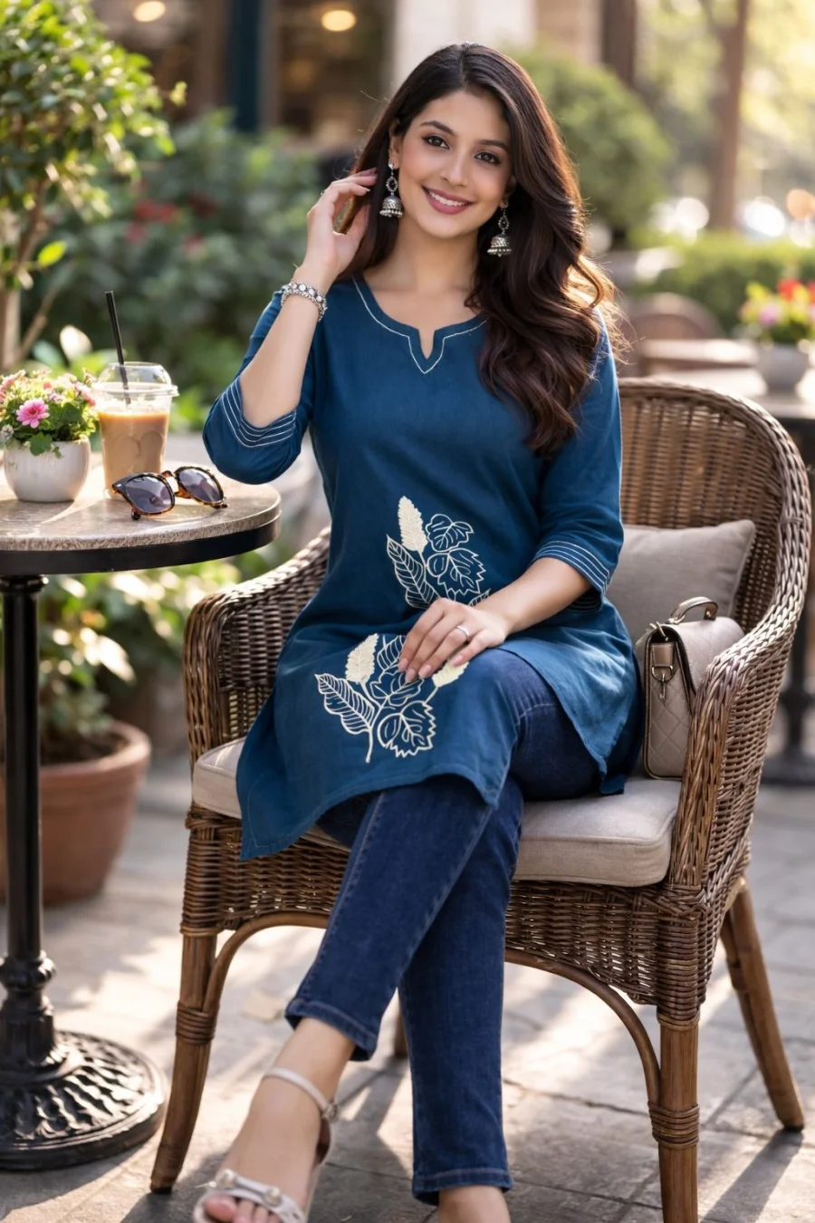 RICH LOOK DHABU COTTON HAND EMBROIDERY BUTTA WORK TOP OFFICE WEAR WHOLESALE PRICE ETHNIC GARMENT (6)