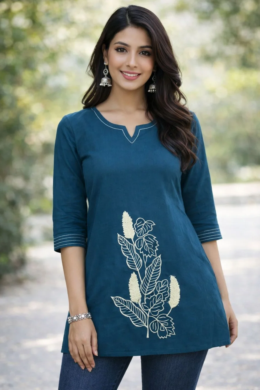 RICH LOOK DHABU COTTON HAND EMBROIDERY BUTTA WORK TOP OFFICE WEAR WHOLESALE PRICE ETHNIC GARMENT (7)