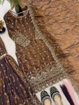 RICH LOOK FENDY CRUSH SILK SEQUENCE EMBROIDERY WORK TOP SHARARA WITH DUPATTA FESTIVE WEAR WHOLESALE PRICE ETHNIC GARMENT (6)