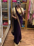 RICH LOOK FENDY SATIN EMBROIDERY SEQUENCE WORK READY TO WEAR SAREE WITH STITCHED BLOUSE PURPLE