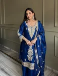RICH LOOK FENDY SATIN EMBROIDERY WORK WITH LACE BORDER WORK TOP PALAZZO WITH DUPATTA FESTIVE WEAR WHOLESALE PRICE ETHNIC GARMENT (2)