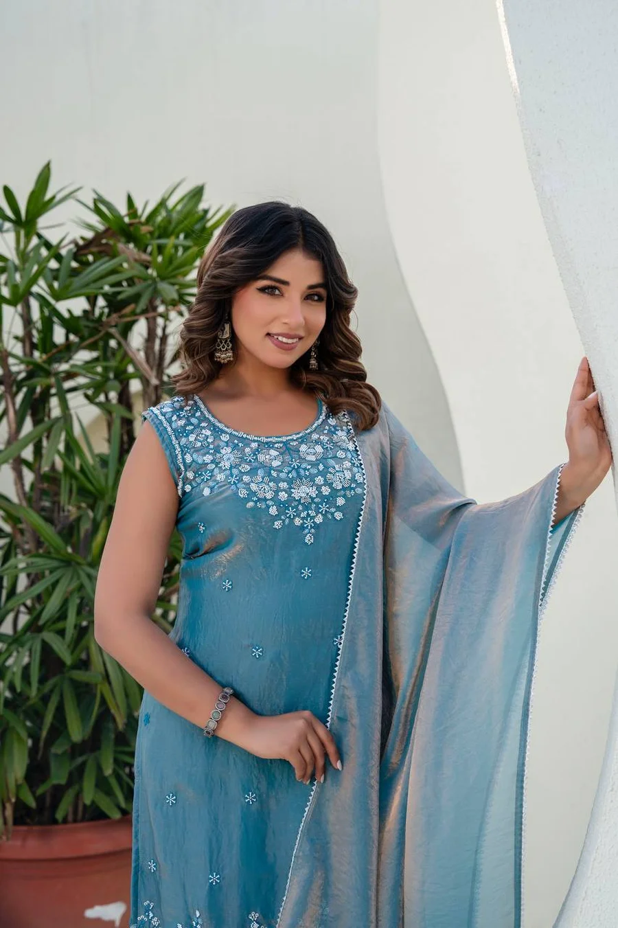 RICH LOOK FENDY SILK BEADS WORK TOP PALAZZO WITH DUPATTA FESTIVE WEAR WHOLESALE PRICE ETHNIC GARMENT (6)