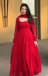 RICH LOOK GEORGETTE BEADS WITH EMBROIDERY BUTTI WORK GOWN BOTTOM WITH DUPATTA WEDDING WEAR WHOLESALE PRICE ETHNIC GARMENT (10)