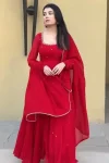 RICH LOOK GEORGETTE BEADS WITH EMBROIDERY BUTTI WORK GOWN BOTTOM WITH DUPATTA WEDDING WEAR WHOLESALE PRICE ETHNIC GARMENT (10)