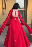 RICH LOOK GEORGETTE BEADS WITH EMBROIDERY BUTTI WORK GOWN BOTTOM WITH DUPATTA WEDDING WEAR WHOLESALE PRICE ETHNIC GARMENT (10)