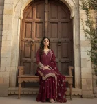 RICH LOOK GEORGETTE EMBROIDERY 3MM SEQUENCE WITH HAND WORK TOP SHARARA WITH DUPATTA FESTIVE WEAR WHOLESALE PRICE ETHNIC GARMENT (5)