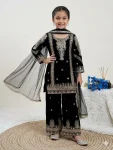 RICH LOOK GEORGETTE EMBROIDERY & 5 MM SEQUENCE WORK KID’S TOP BOTTOM WITH DUPATTA FESTIVE WEAR WHOLESALE PRICE ETHNIC GARMENT (5)