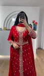 RICH LOOK GEORGETTE EMBROIDERY SEQUENCE WORK GOWN WITH DUPATTA FESTIVE WEAR WHOLESALE PRICE ETHNIC GARMENT (3)