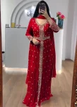 RICH LOOK GEORGETTE EMBROIDERY SEQUENCE WORK GOWN WITH DUPATTA RED