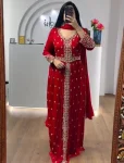 RICH LOOK GEORGETTE EMBROIDERY SEQUENCE WORK GOWN WITH DUPATTA FESTIVE WEAR WHOLESALE PRICE ETHNIC GARMENT (3)