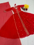 RICH LOOK GEORGETTE EMBROIDERY SEQUENCE WORK GOWN WITH DUPATTA FESTIVE WEAR WHOLESALE PRICE ETHNIC GARMENT (3)