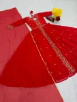 RICH LOOK GEORGETTE EMBROIDERY SEQUENCE WORK GOWN WITH DUPATTA FESTIVE WEAR WHOLESALE PRICE ETHNIC GARMENT (3)