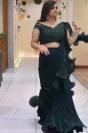RICH LOOK GEORGETTE EMBROIDERY SEQUENCE WORK WITH RUFFLE WORK READY TO WEAR SAREE WITH UNSTITCHED BLOUSE PARTY WEAR WHOLESALE PRICE ETHNIC GARMENT (5)