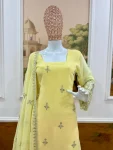 RICH LOOK GEORGETTE EMBROIDERY WORK TOP BOTTOM WITH DUPATTA FESTIVE WEAR WHOLESALE PRICE ETHNIC GARMENT (2)