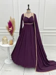 RICH LOOK GEORGETTE FANCY LACE WORK GOWN WITH DUPATTA FESTIVE WEAR WHOLESALE PRICE ETHNIC GARMENT (6)