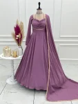 RICH LOOK GEORGETTE FANCY LACE WORK GOWN WITH DUPATTA FESTIVE WEAR WHOLESALE PRICE ETHNIC GARMENT (4)